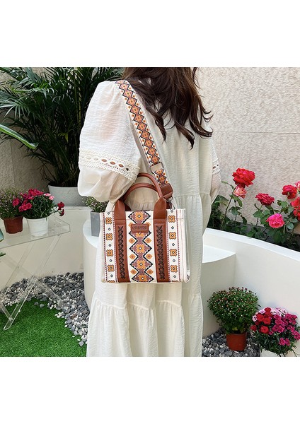 Yaz Retro Kanvas Kadın Omuz Çantası Çapraz Askılı Kadın Çantası Büyük Kapasiteli Tote Çanta (Yurt Dışından) modelleri