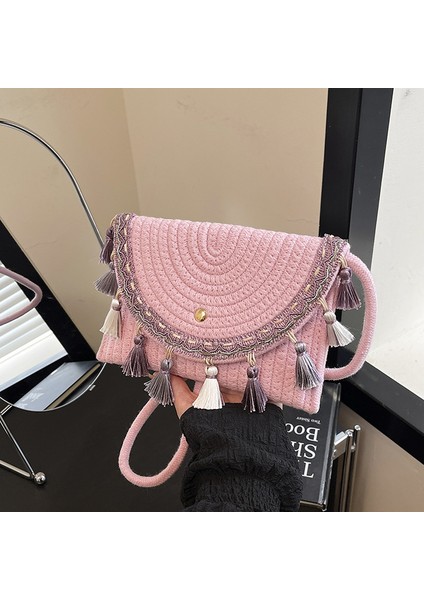 Bohem Püsküllü Çanta Deniz Kenarı Tatil Omuz Çapraz Çanta (Yurt Dışından)