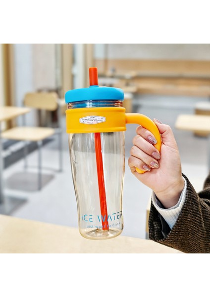 Yeni Buz Tiran Su Bardağı Kızlar Yüksek Yüz Pipet Bardak Büyük Kapasiteli Yüksek Sıcaklık Dayanıklı Öğrenciler Yaz Plastik Bardak (Yurt Dışından)