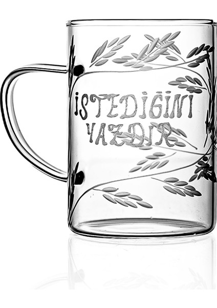 Kişiye Özel Isimli Kulplu Borosilikat Cam Kupa Bardak 200CC
