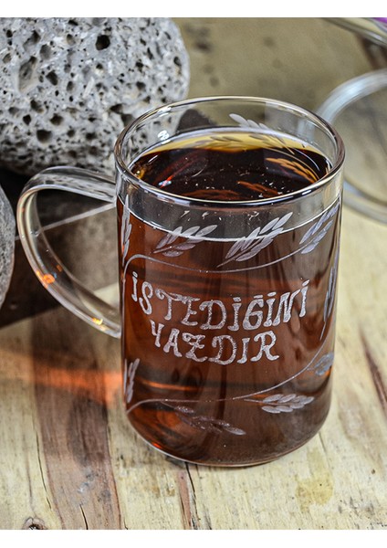 Kişiye Özel Isimli Kulplu Borosilikat Cam Kupa Bardak 200CC modelleri
