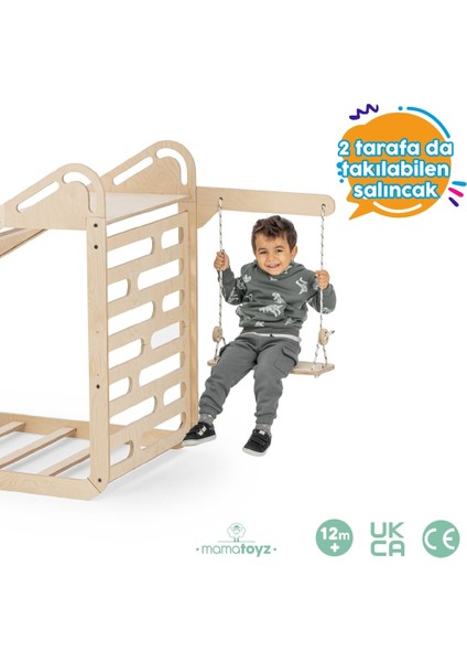 Sleepy Ahşap Montessori Yatak 70X140CM ve Aksesuarları | Masa | Kara Tahta| Salıncak | Kaydırak ve tırmanma fırsatları