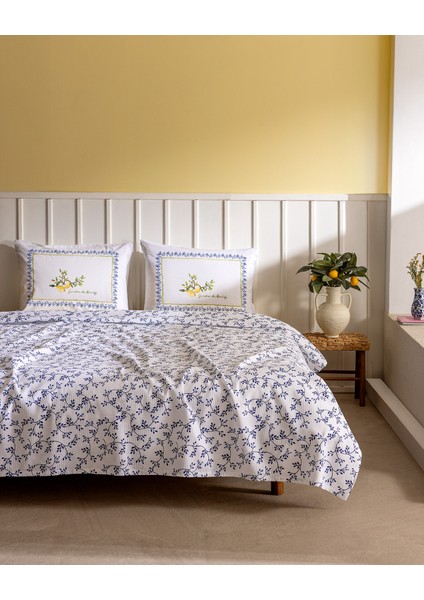 Gabrielle King Size Pamuklu Ecocell Baskılı Pike Takımı - Lacivert