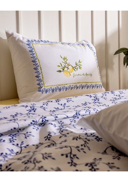 Gabrielle King Size Pamuklu Ecocell Baskılı Pike Takımı - Lacivert fırsatları