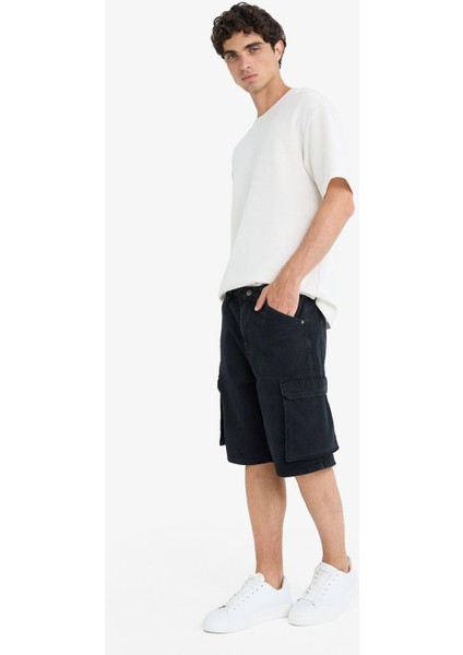 %100 Pamuk Kargo Fit Jean Bermuda Şort E1380AX25SM fiyatları