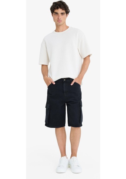 %100 Pamuk Kargo Fit Jean Bermuda Şort E1380AX25SM modelleri