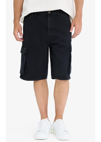 %100 Pamuk Kargo Fit Jean Bermuda Şort E1380AX25SM fırsatları