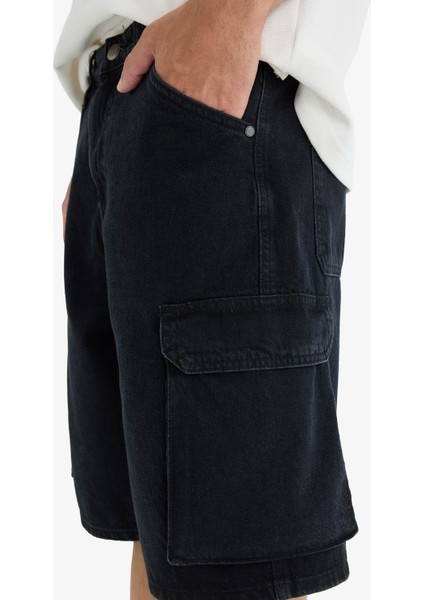 %100 Pamuk Kargo Fit Jean Bermuda Şort E1380AX25SM indirimleri