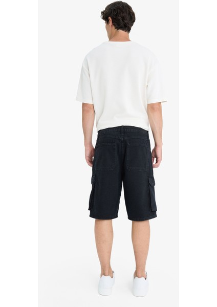 %100 Pamuk Kargo Fit Jean Bermuda Şort E1380AX25SM