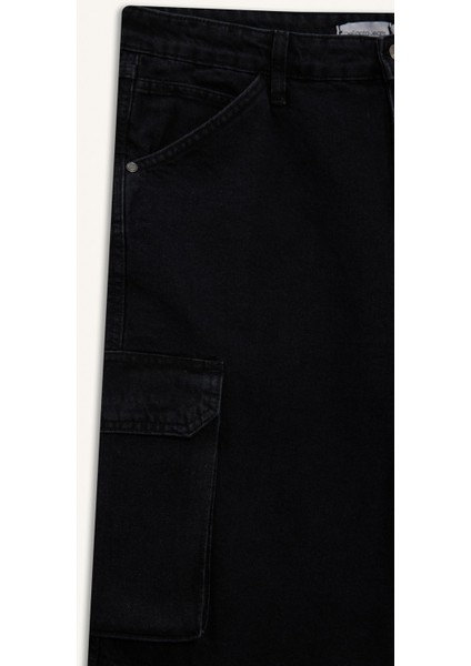 %100 Pamuk Kargo Fit Jean Bermuda Şort E1380AX25SM