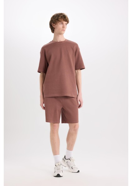 %100 Pamuk Regular Fit Düz Paça Şort E0442AX25SM