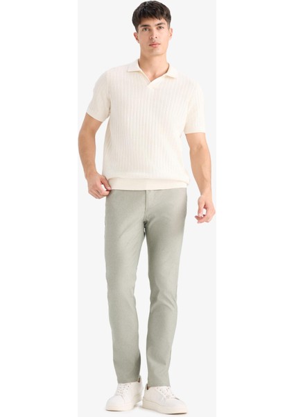 Yazlık Chino Kanvas Dokulu Pantolon Slim Fit Dar Kesim Cepli Dar Paça T1055AZ25SP fiyatları