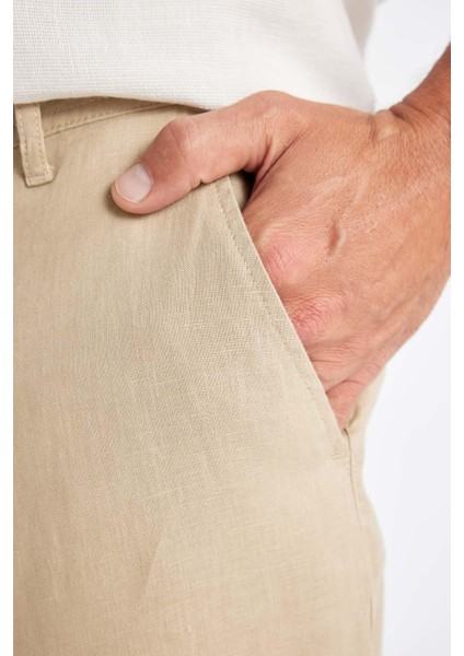 %100 Keten Relax Fit Rahat Kesim Düz Paça Yazlık Pantolon C1117AX24SM