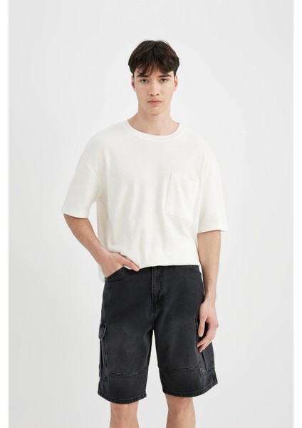 %100 Pamuk Kargo Fit Jean Bermuda Şort C1513AX24SM fırsatları