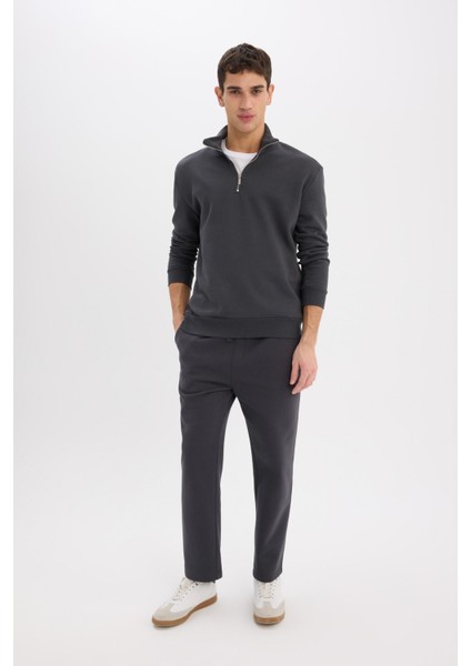 Regular Fit Eşofman Altı İçi Polarlı Basic Düz Cepli Beli Bağcıklı Düz Paça D7836AX25SP