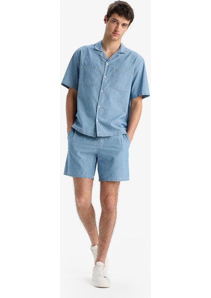 %100 Pamuk Yazlık Beli Lastikli Relax Fit Rahat Jean Bermuda Şort F5594AX25SM fiyatları
