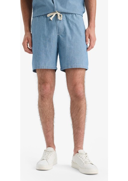 %100 Pamuk Yazlık Beli Lastikli Relax Fit Rahat Jean Bermuda Şort F5594AX25SM indirimleri