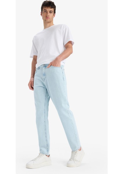 %100 Pamuk 90's Slim Fit Dar Kalıp Yüksek Bel Dar Paça Jean Pantolon E7281AX25SM