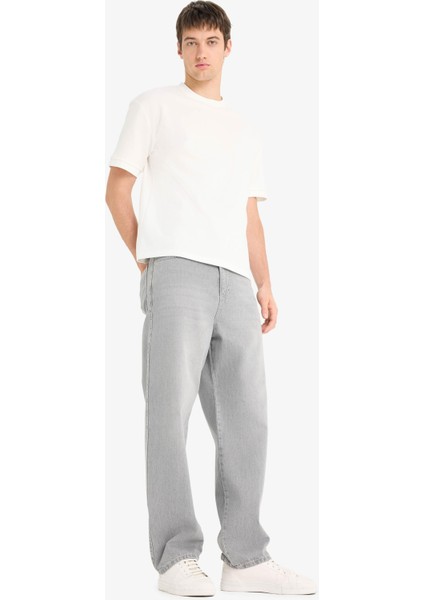 %100 Pamuk Baggy Fit Geniş Paça Jean Yıkamalı Pantolon F6670AX25SM fiyatları