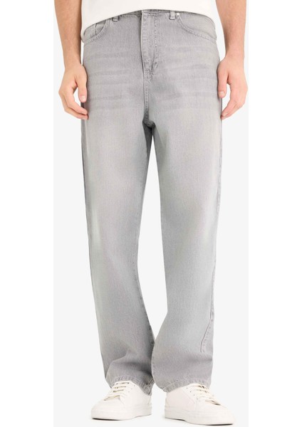 %100 Pamuk Baggy Fit Geniş Paça Jean Yıkamalı Pantolon F6670AX25SM indirimleri