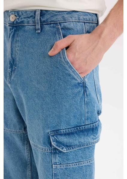 %100 Pamuk Relax Fit Rahat Kalıp Geniş Paça Jean Pantolon E3334AX25SP