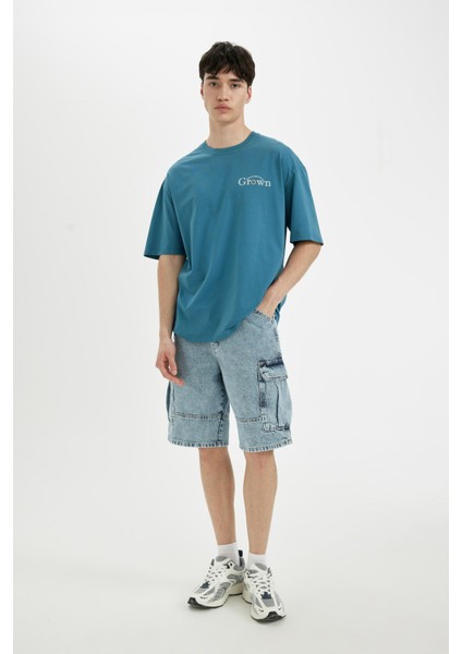 %100 Pamuk Kargo Fit Jean Bermuda Şort C2047AX24SM fiyatları