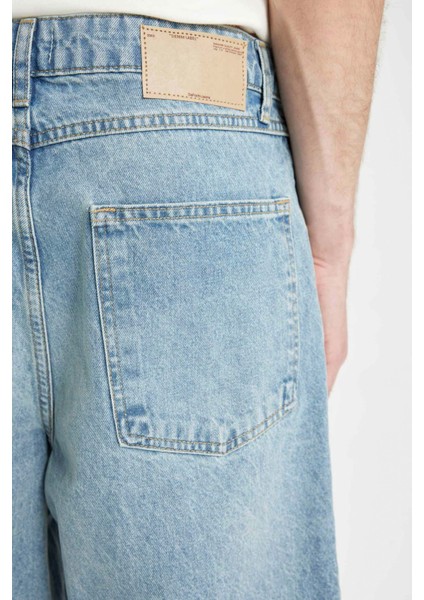 %100 Pamuk Baggy Jean Bermuda Şort C2048AX24SM