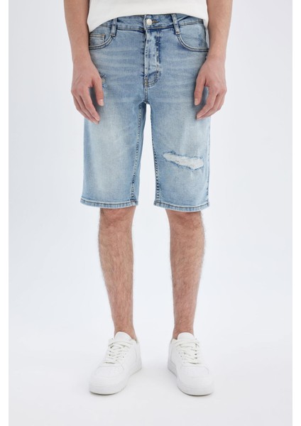 Slim Fit Dar Kesim Jean Bermuda Şort C2696AX24SM fiyatları
