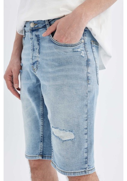 Slim Fit Dar Kesim Jean Bermuda Şort C2696AX24SM modelleri