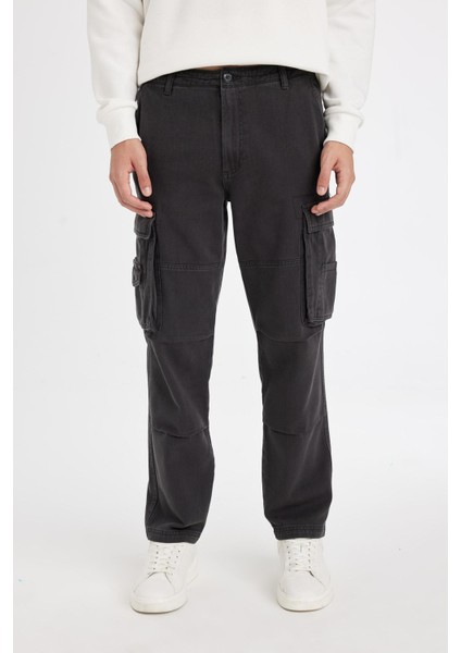 Pantolon Wide Leg Fit Geniş Kalıp Normal Bel Geniş Paça Kargo Cepli B1915AX24SP