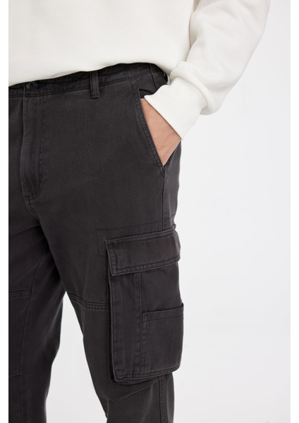 Pantolon Wide Leg Fit Geniş Kalıp Normal Bel Geniş Paça Kargo Cepli B1915AX24SP