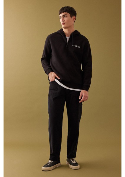 Yazlık Kanvas Pantolon Straight Fit Normal Kalıp Normal Bel Boru Paça Basic Düz Cepli