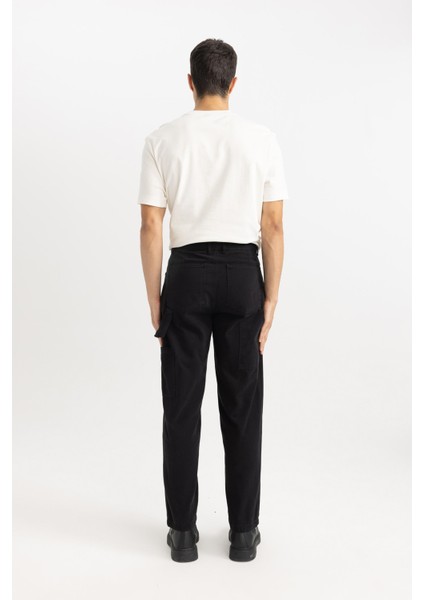 Yazlık Kanvas Pantolon Straight Fit Normal Kalıp Normal Bel Boru Paça Basic Düz Cepli