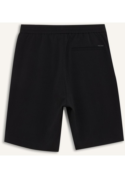 Regular Fit Beli Bağcıklı Dokulu Bermuda Şort D9451AX25SP