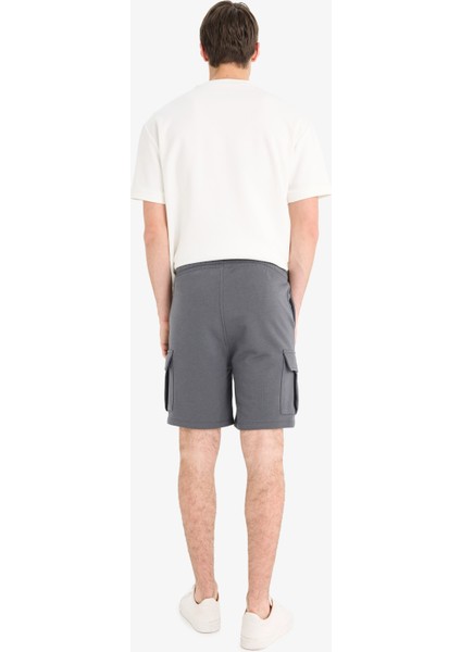 Regular Fit Beli Bağcıklı Kargo Cepli Şort D9494AX25SM