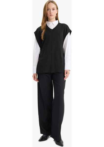 V Yaka Yandan Bağlamalı Triko Süveter F1100AX25AU fiyatları