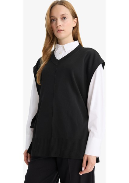 V Yaka Yandan Bağlamalı Triko Süveter F1100AX25AU modelleri