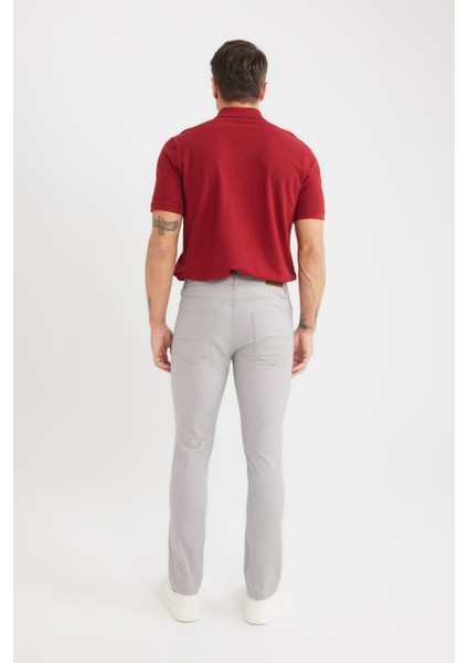 Yazlık Chino Kanvas Dokulu Pantolon Slim Fit Dar Kesim Cepli Dar Paça T1055AZ25SP