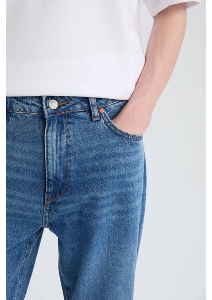 %100 Pamuk 90's Slim Fit Dar Kalıp Yüksek Bel Dar Paça Jean Pantolon D8602AX25SP