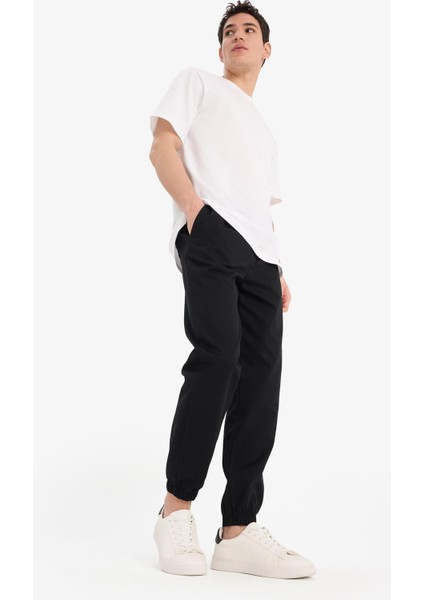 %100 Pamuk Jogger Slim Fit Dar Kesim Beli Bağcıklı Gabardin Pantolon D8607AX25SP fırsatları