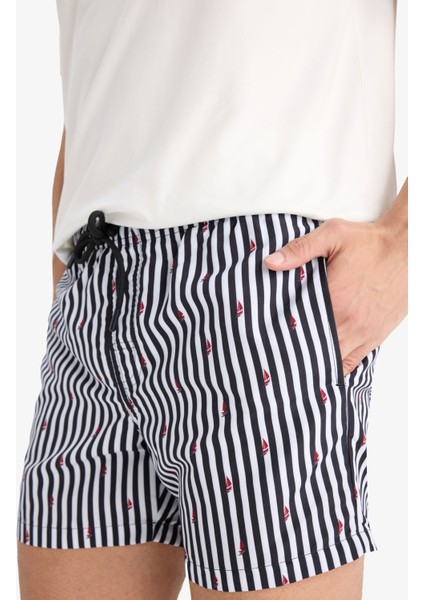 Çizgili File Astarlı Kısa Boy Deniz Şortu E0950AX25HS