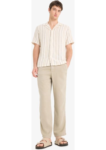 Bol Rahat Kesim Wide Leg Üç Cepli Geniş Paça Yazlık Tensel Pantolon F1162AX25SM