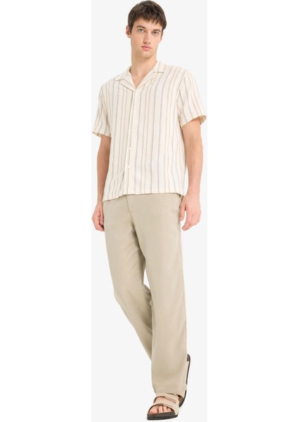 Bol Rahat Kesim Wide Leg Üç Cepli Geniş Paça Yazlık Tensel Pantolon F1162AX25SM fiyatları