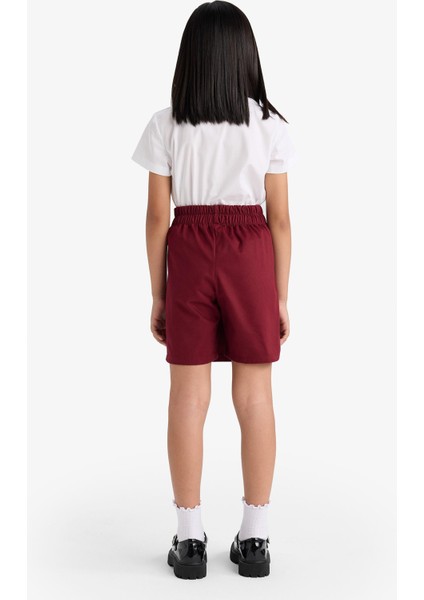 Kız Çocuk Okul Beli Lastikli Gabardin Şort Etek F1434A825AU