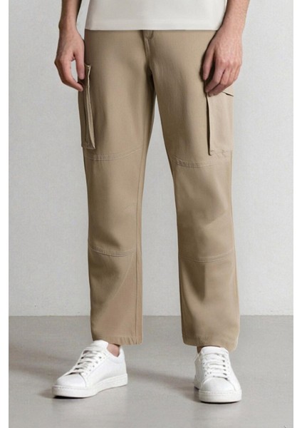 Wide Leg Bol Rahat Kesim Kargo Cepli Geniş Paça Gabardin Pantolon E5810AX25SP