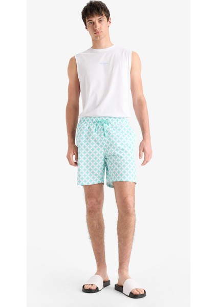 Regular Fit Desenli File Astarlı Kısa Boy Deniz Şortu E0977AX25HS fiyatları