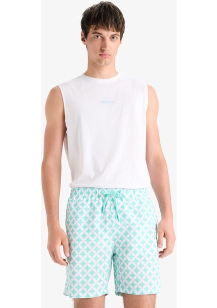 Regular Fit Desenli File Astarlı Kısa Boy Deniz Şortu E0977AX25HS modelleri