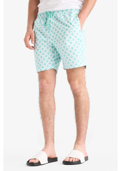 Regular Fit Desenli File Astarlı Kısa Boy Deniz Şortu E0977AX25HS fırsatları