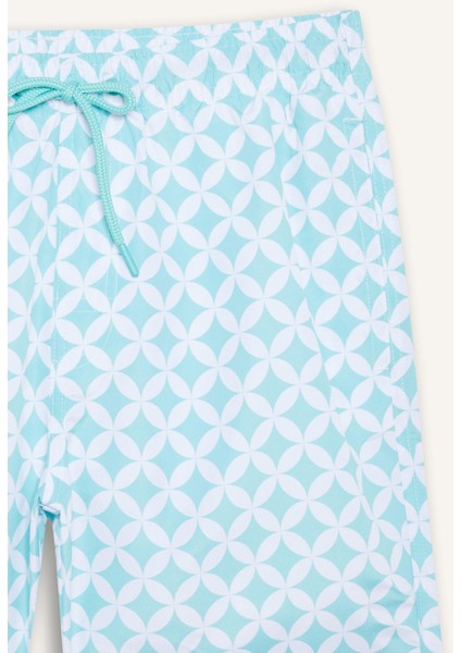 Regular Fit Desenli File Astarlı Kısa Boy Deniz Şortu E0977AX25HS