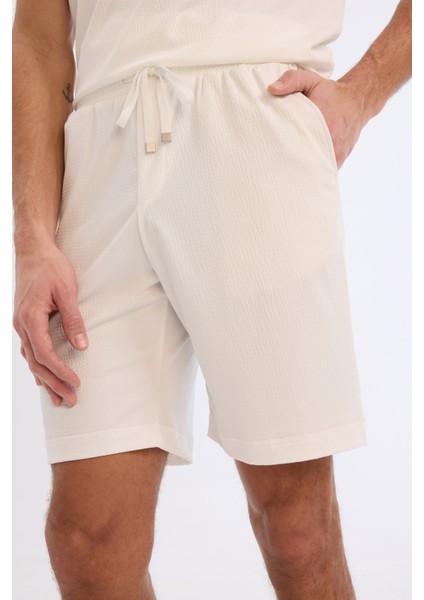 Regular Fit Beli Bağcıklı Krinkıl Bermuda Şort E0980AX25SM
